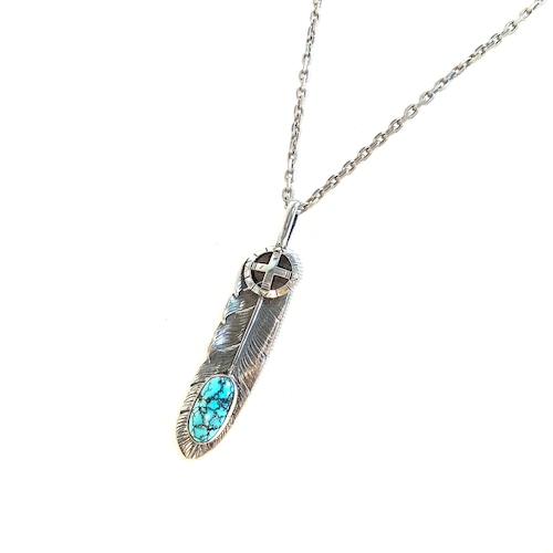 WHEELWORKS ホイールワークス  CloudMountainTurquoise MedicineWheel Feather Pendant  クラウドマウンテン ターコイズ メディスンホイール フェザーペンダント インディアンジュエリー