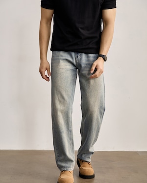 ヴィンテージ加工 ストレートデニムパンツ　A0205