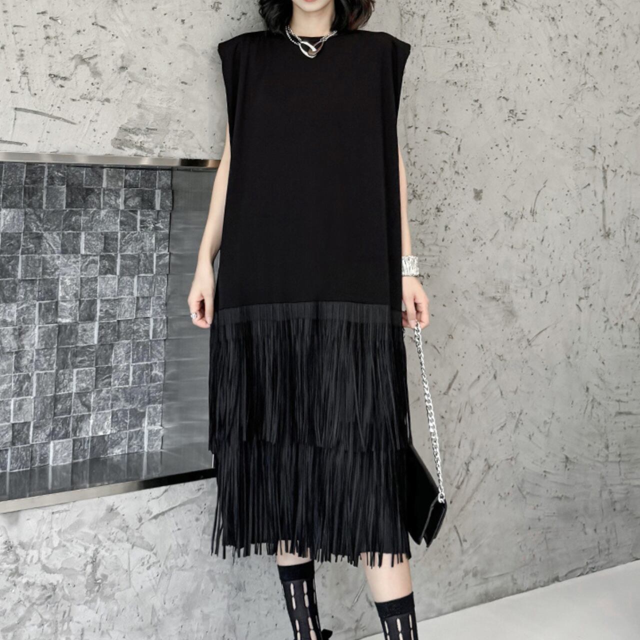 Fringe patchwork dress S508