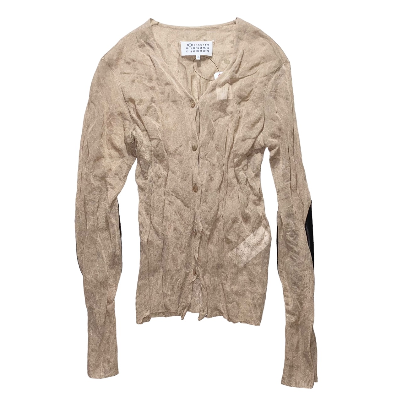 MAISON MARGIELA ① elbow patch × sheer knit cardigan