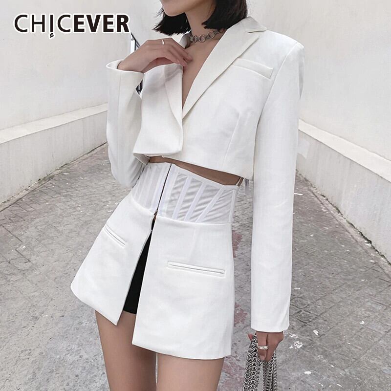 CHICEVERブレザーレディースノッチカラーロングスリーブウエストショートトップルーズコート2020秋 長袖 オータム 秋物 6base562619633147