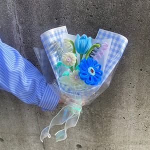 gingham bouquet series blue 【ギンガムチェック】 | fuwafuwa flower