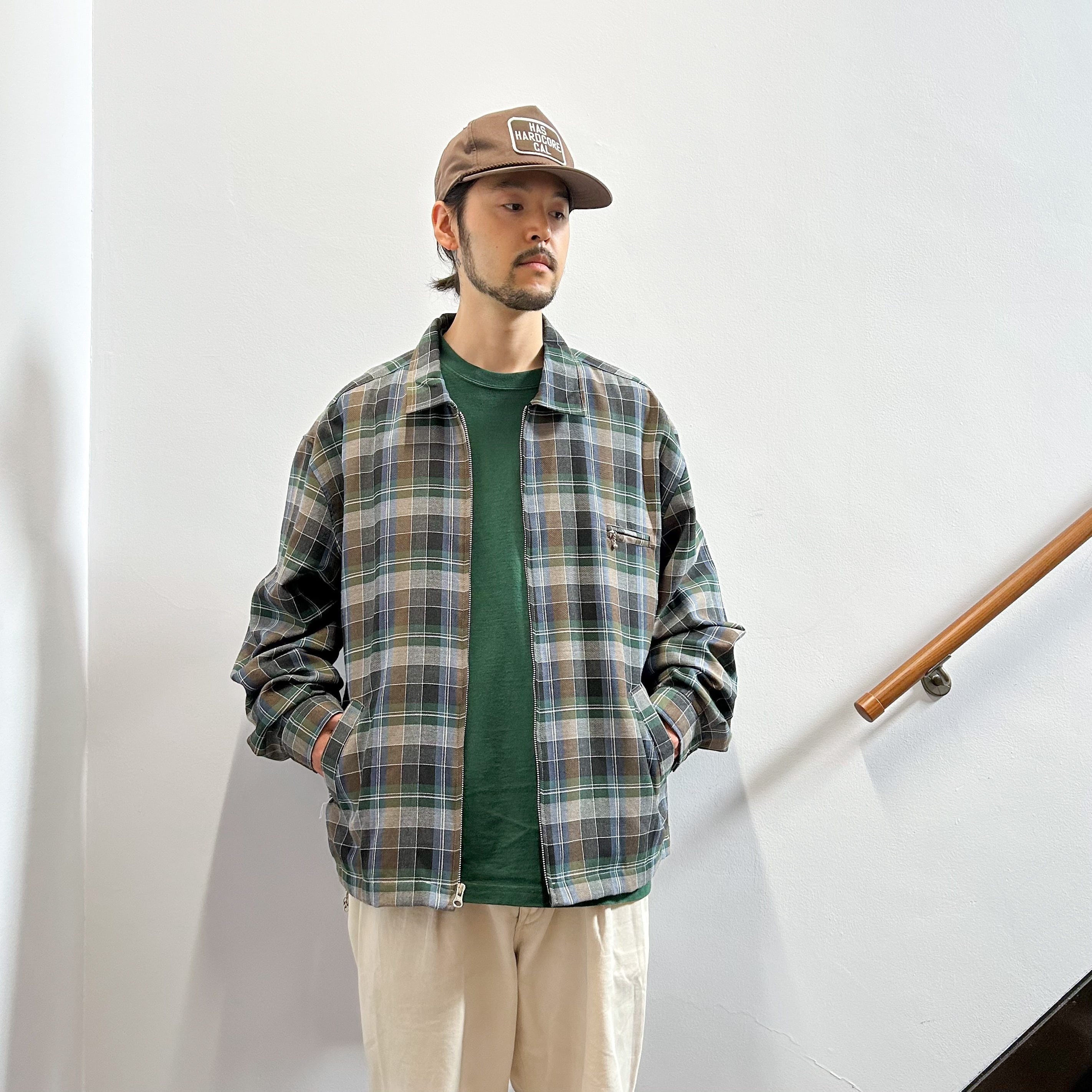 “old stussy” バックプリント ジップアップ ナイロンジャケット XL