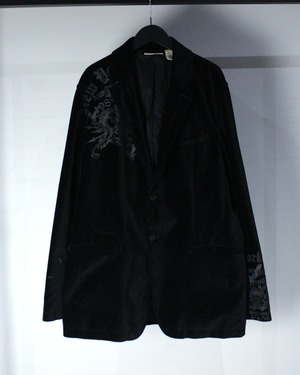 【Caka BLACK】"DKNY JEANS" Gothic Design Vintage Loose Velour Tailored Jacket