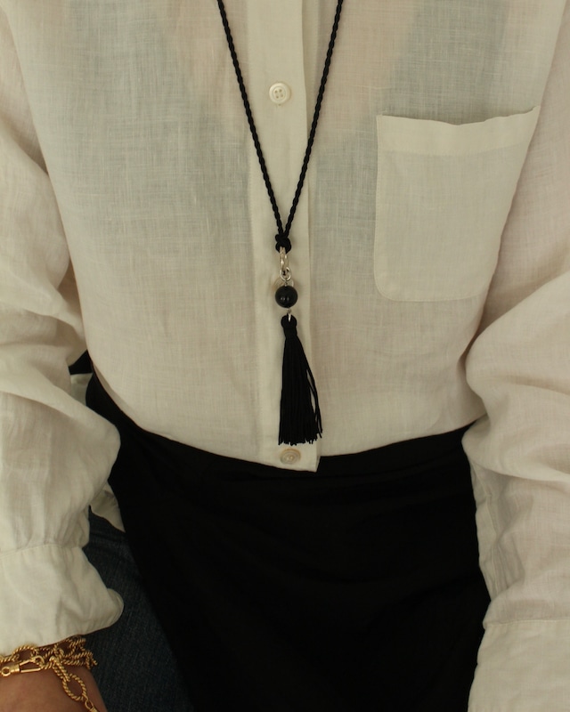 Onyx fringe top necklace
