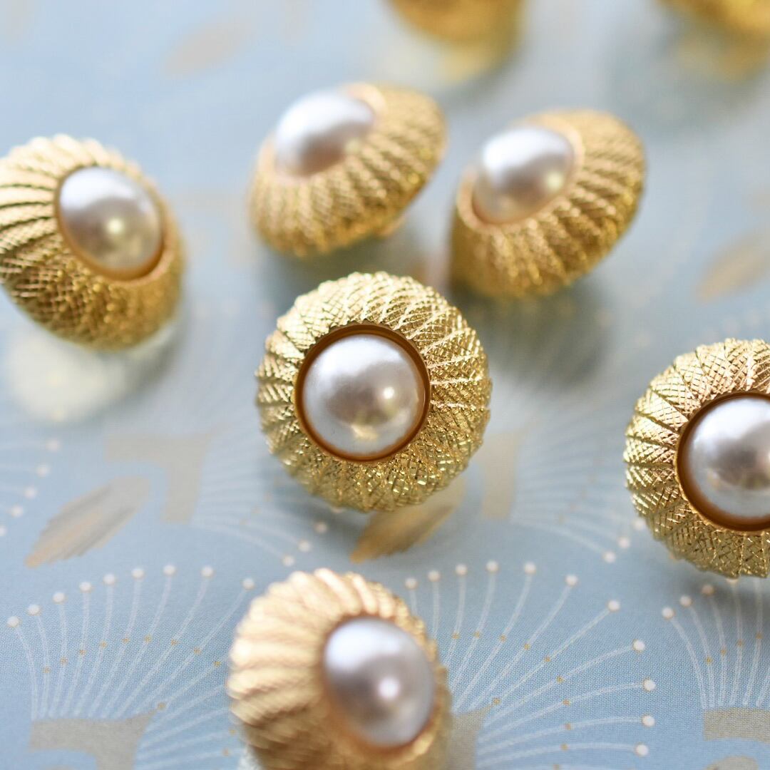 1粒パール×ゴールドフレーム 15㎜