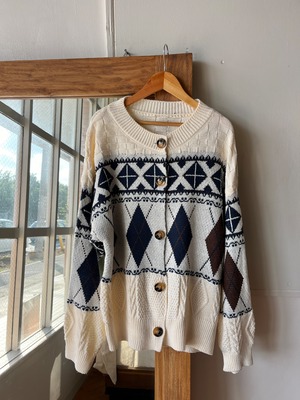 アーガイルニットカーディガン