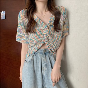 Vネッククロップドクロップトップ　 A1033