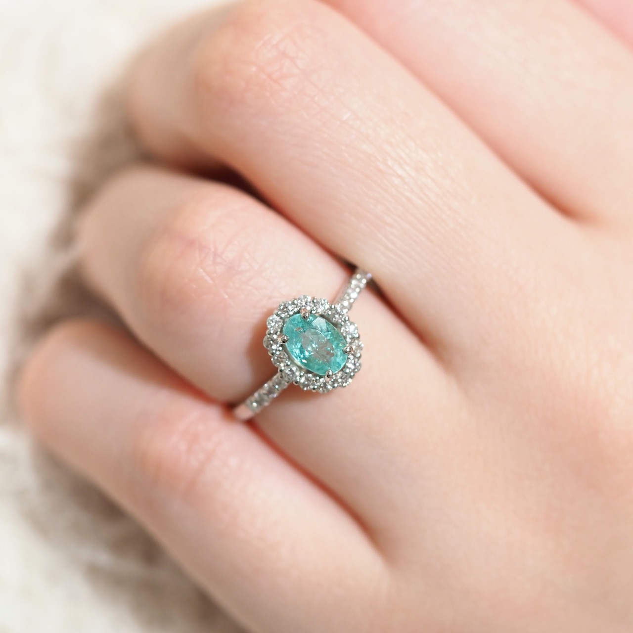 パライバトルマリン ブラジル産 リング 0.57ct D0.28ct pt900