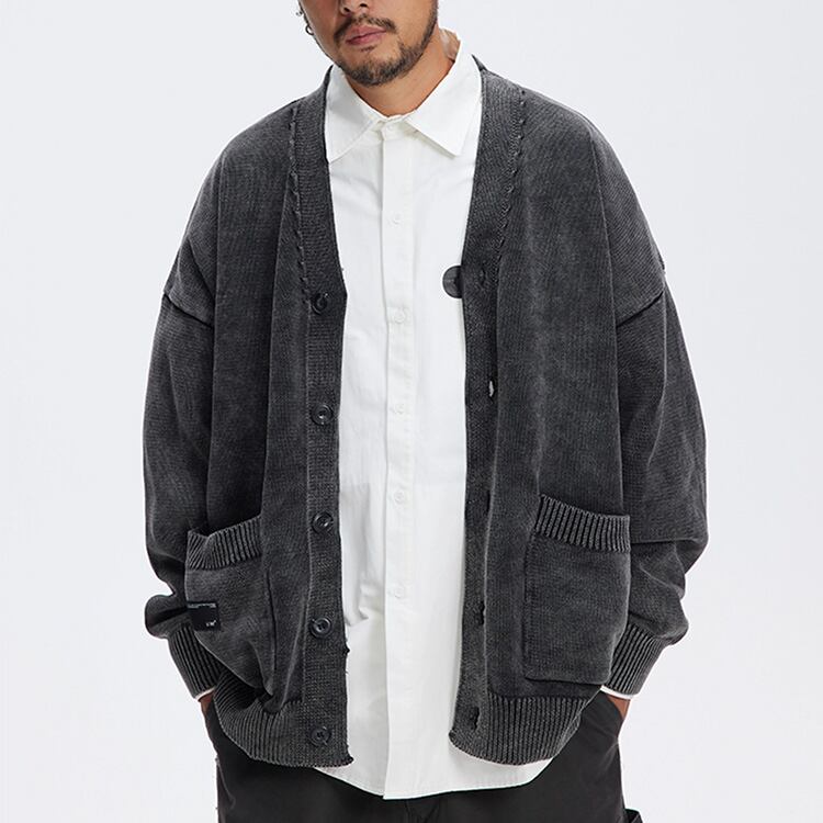 ★RETRO DISTRESSED WASHED DRAPE SWEATER　　　A0836