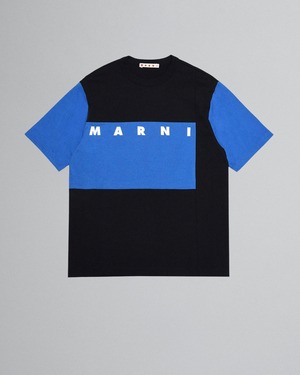 【MARNI kids】コントラストパネル ブラックカレッジTシャツ