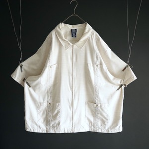 super over silhouette hand-stitch & 4 pockets design zip-up shirt jacket