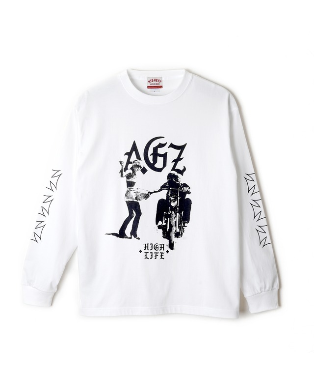 【AGZZ.inc × HIGH LIFE】2024コラボ　ロングスリーブTシャツ【ホワイト】