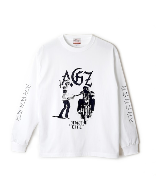 【AGZZ.inc × HIGH LIFE】2024コラボ　ロングスリーブTシャツ【ホワイト】