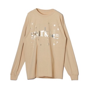 Sparkle long sleeve T-white - Sand beige