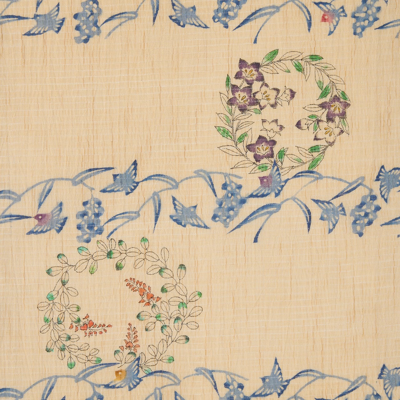 稲穂に雀と花丸紋 絽麻 夏名古屋帯【未着用品】 | かわの屋