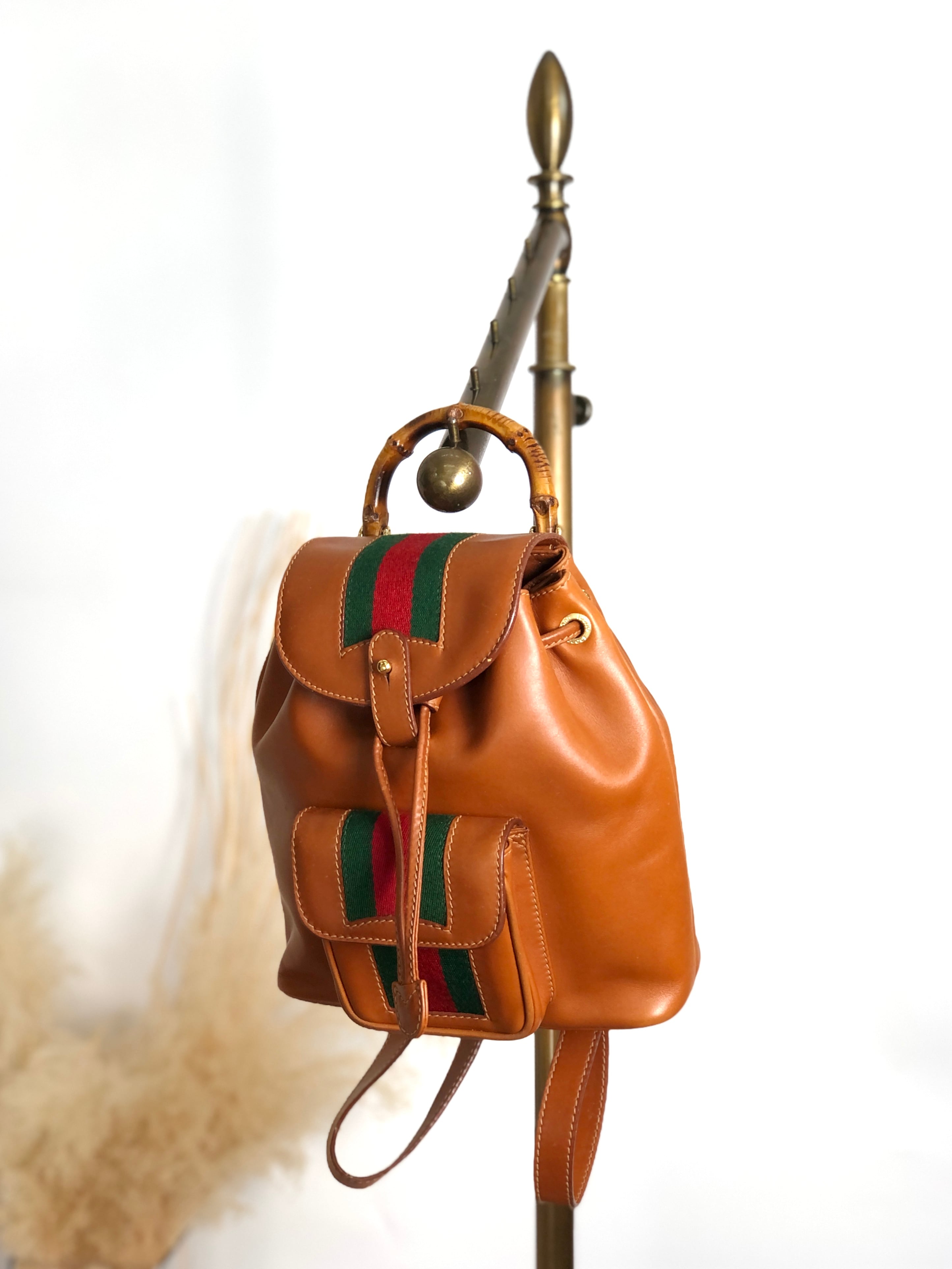 GUCCI グッチ シェリーライン バックパック ブラウン レザー リュック vintage ヴィンテージ オールド bedbja