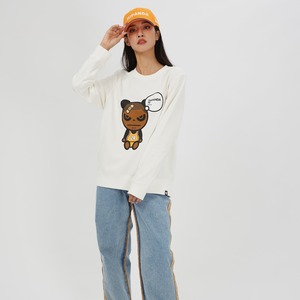 SALE 送料無料【HIPANDA ハイパンダ】レディース クルーネック スウェット トレーナー WOMEN'S KOBE PRINT CREW NECK SWEAT SHIRT / WHITE・BLACK・BEIGE