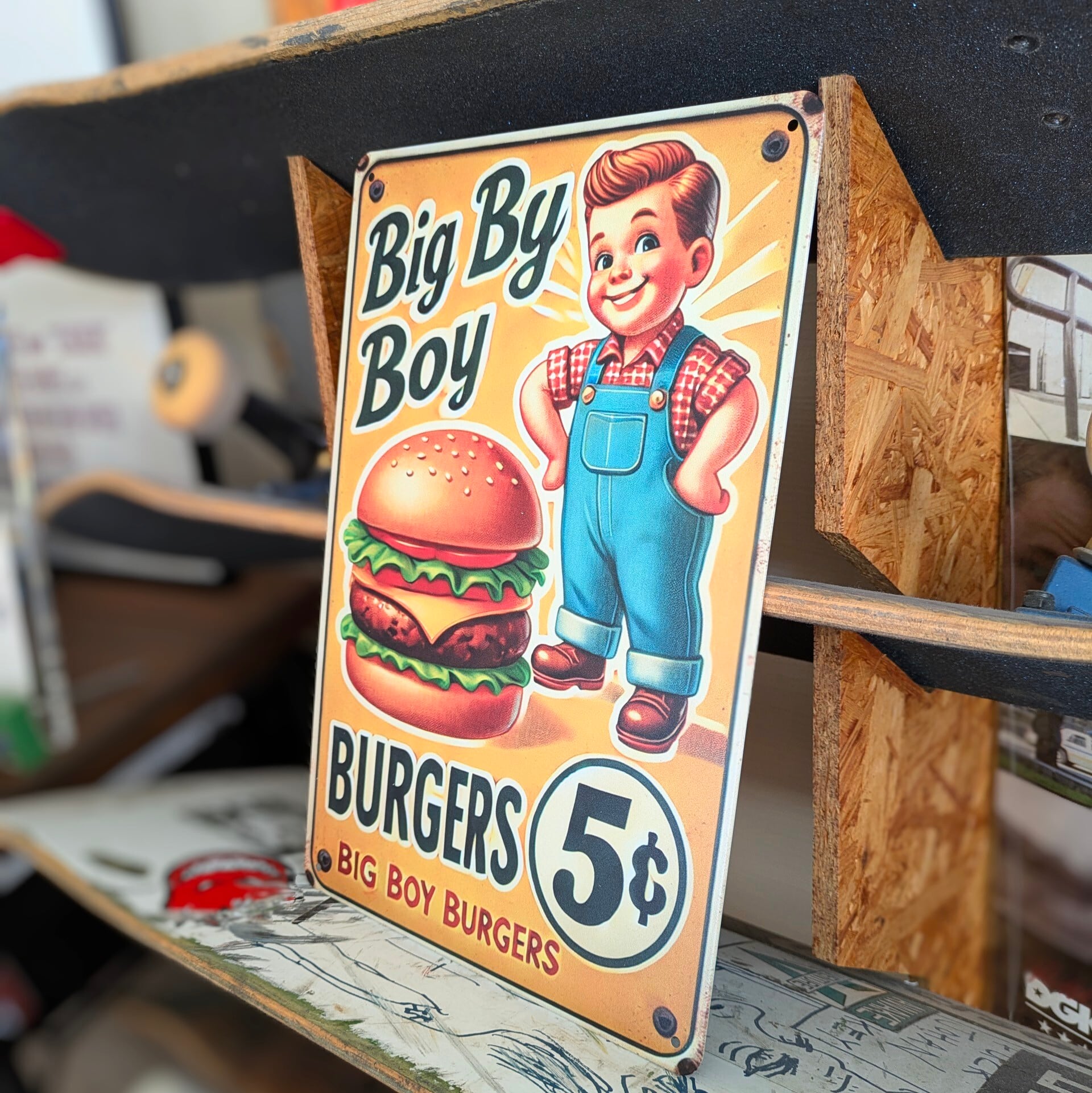 ☆ 送料無料！ちょうどいいブリキ看板 ビンテージ加工【ビッグボーイ（Big Boy）】〚アメリカン雑貨 アメトイ〛