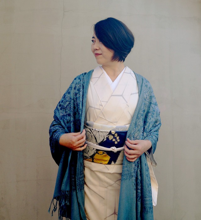 【ストール】カシミール刺繍　湊鼠色　251128