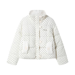 button-up long sleeve dot pattern cropped jacket m0871
