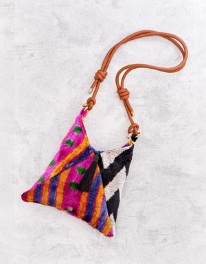 ＊Silk Ikat velvet ふわふかMini AZUMABAG ＊PINK STRIPE
