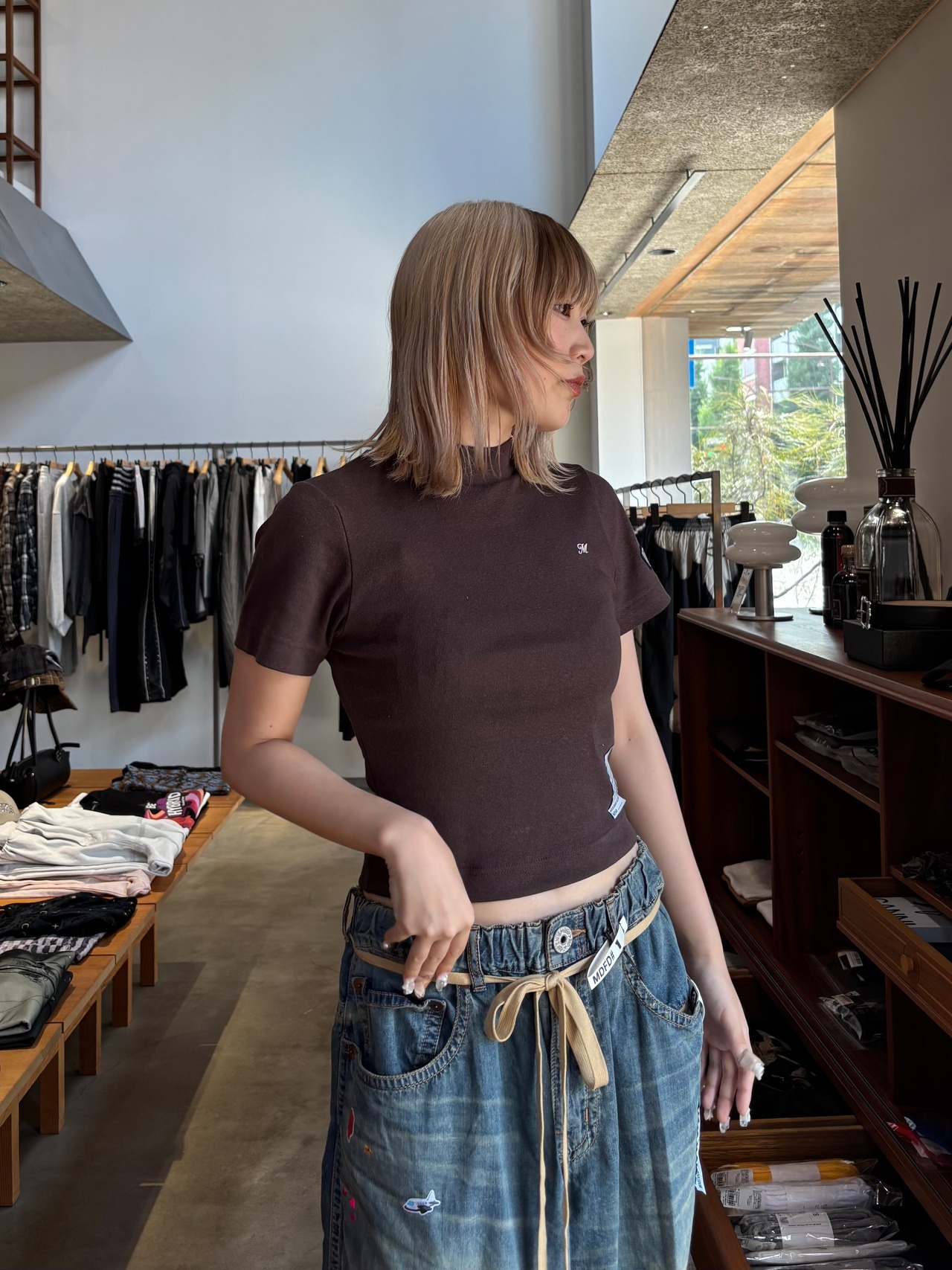 【26AW | WOMEN】Maison MIHARA YASUHIRO ミハラヤスヒロ / トップス / Mock Neck Cropped Short Sleeve T-shirt  K17TS821 - 1