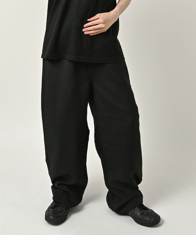 ADAM PATEK jacquard check-stripe easy pants (BLK) AP2618016