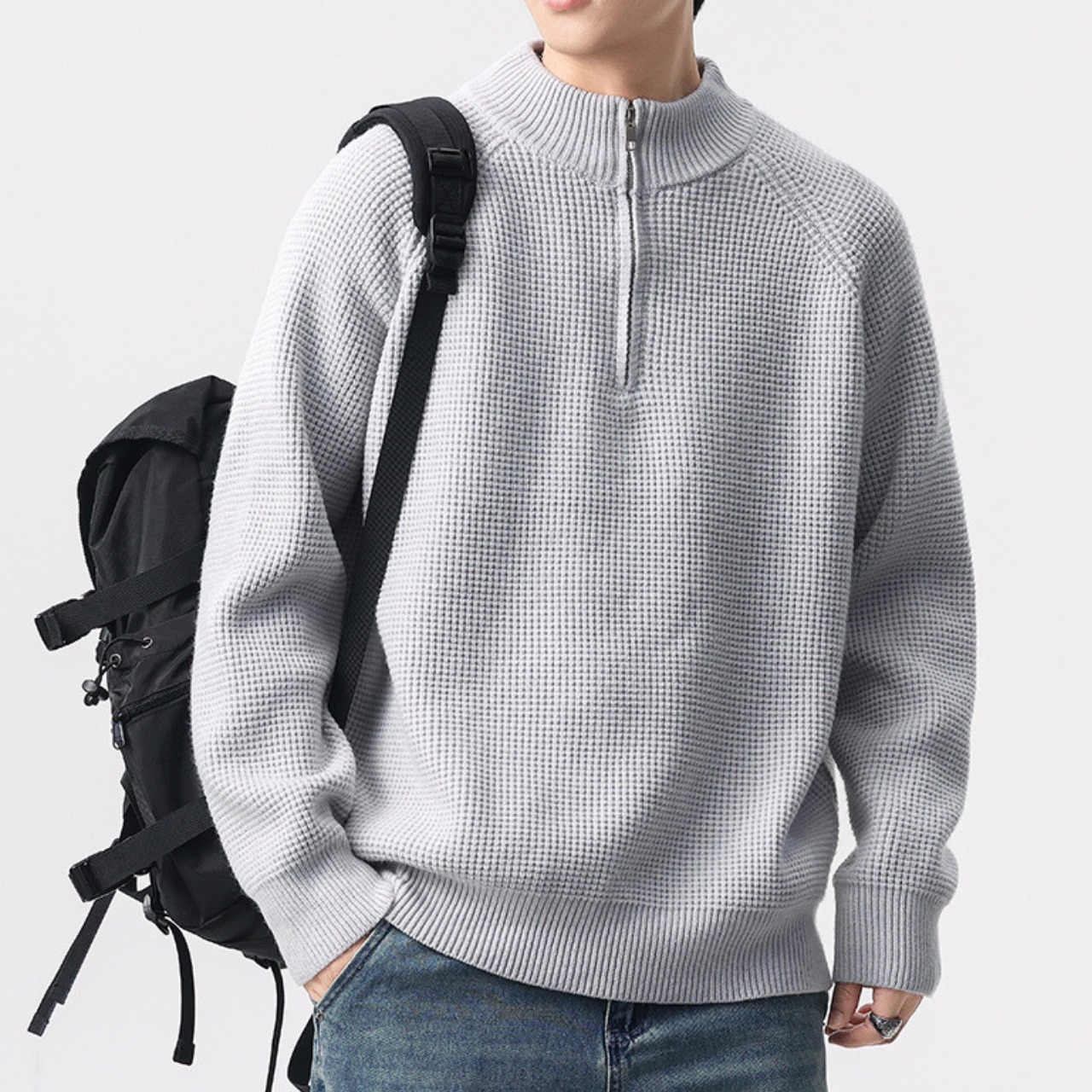 ハーフジップミドルゲージニット　TB1801・画像5