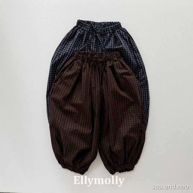取寄:ELLYMOLLY オータムグリッドバルーンパンツ※送料無料