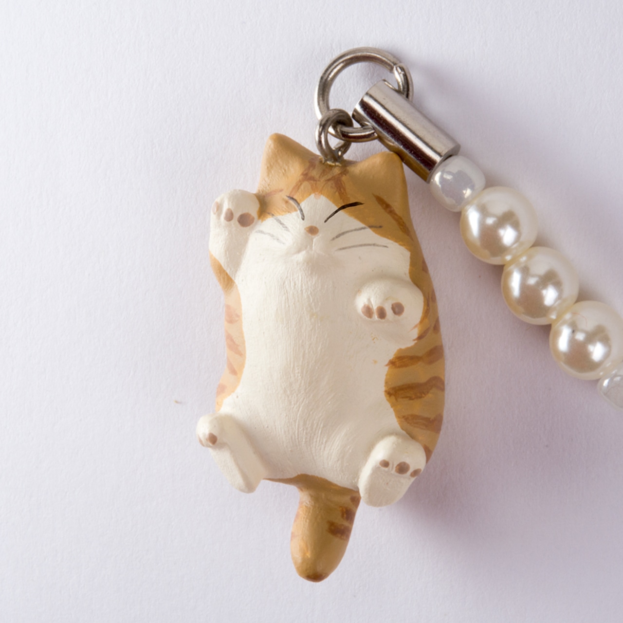 ペットラバーズ 猫どん でぶ猫 茶トラ白 ビーズ ストラップ N-2302