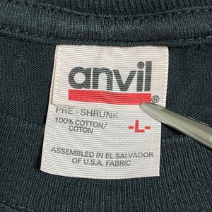 Audio-Technica anvil USA素材 ロングスリーブTシャツ LONG SLEEVE ロンT  長袖 ワンポイントロゴ アドバタイジング オーディオテクニカ L US古着