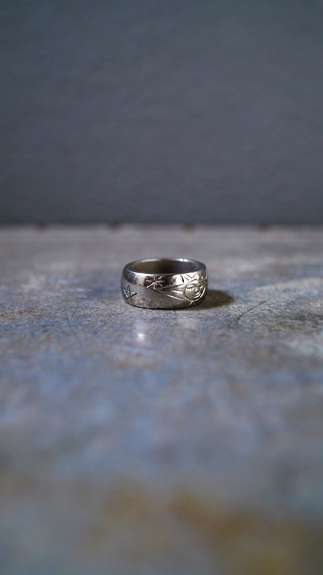 【VINTAGE】U.S. VINTAGE スター & サン バンド リング 《星 太陽 シルバートーン 指輪 ヴィンテージ》