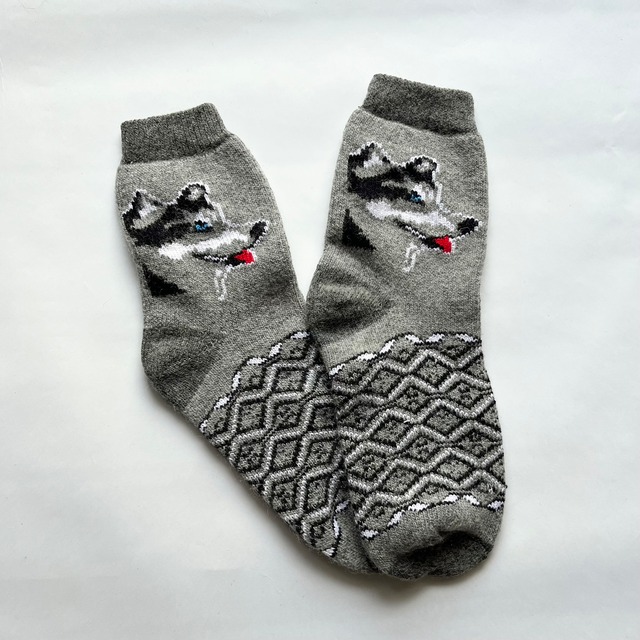ウクライナ支援／メンズウールソックス（イヌ柄）