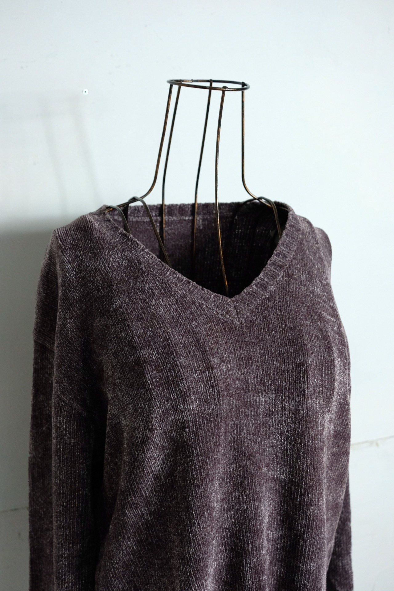 V neck velours knit