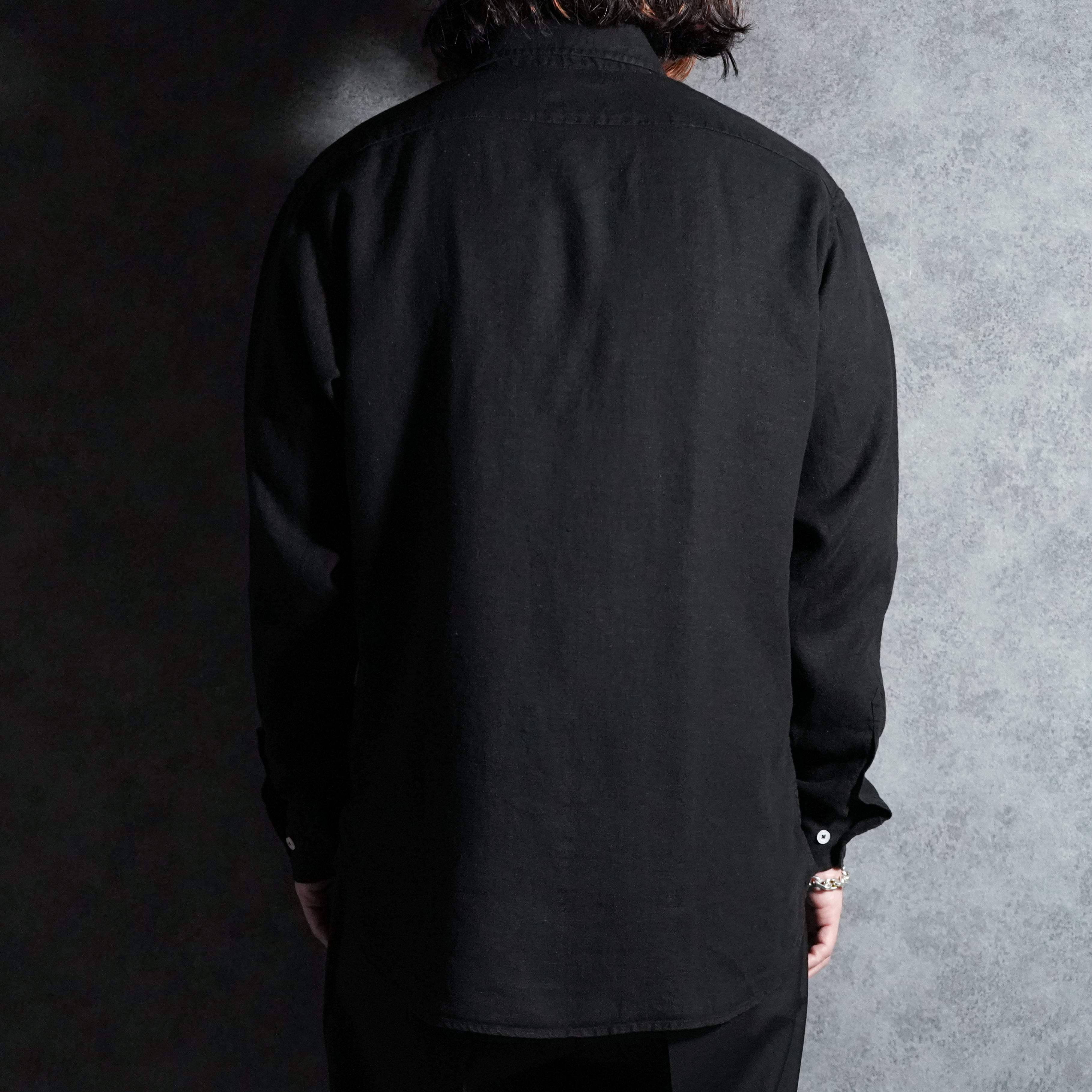 GAMBERT CUSTOM SHIRTS Linen Double Flap Pocket Black ギャンバート