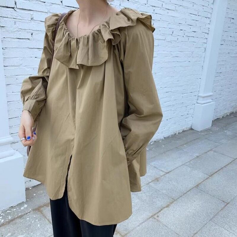 Ruffled one-shoulder tops 3colors RW0414