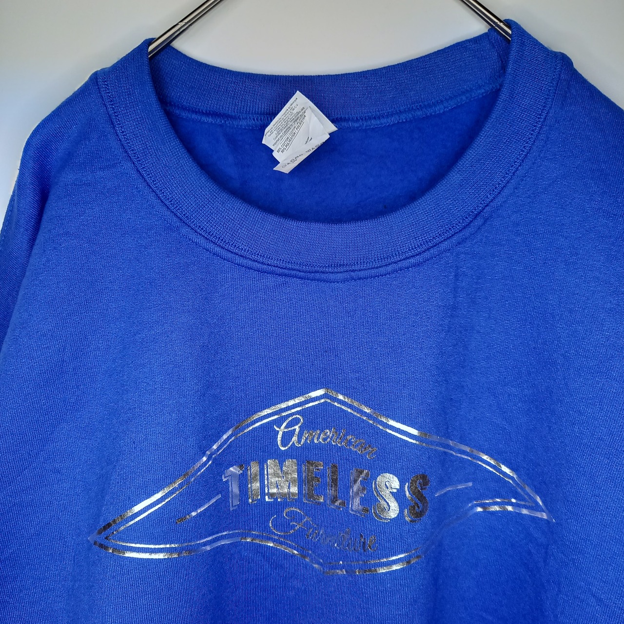 ギルダン　クルーネック　スウェット　TIMELESS　トレーナー　銀プリント　L