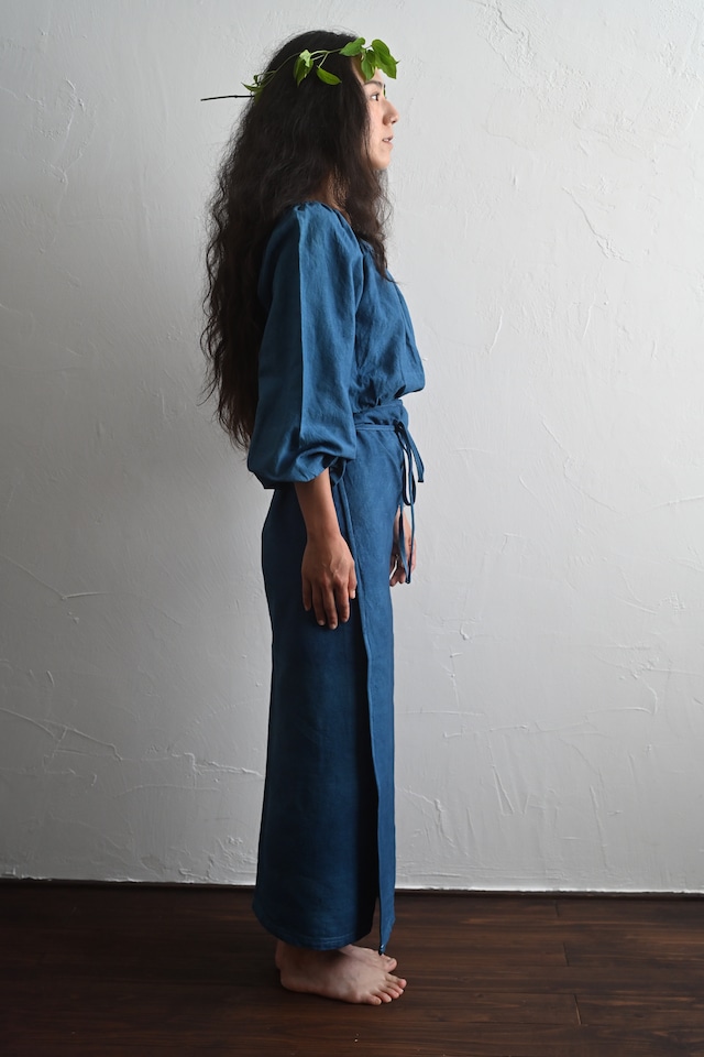 Indigo Dyed Wrap Skirt