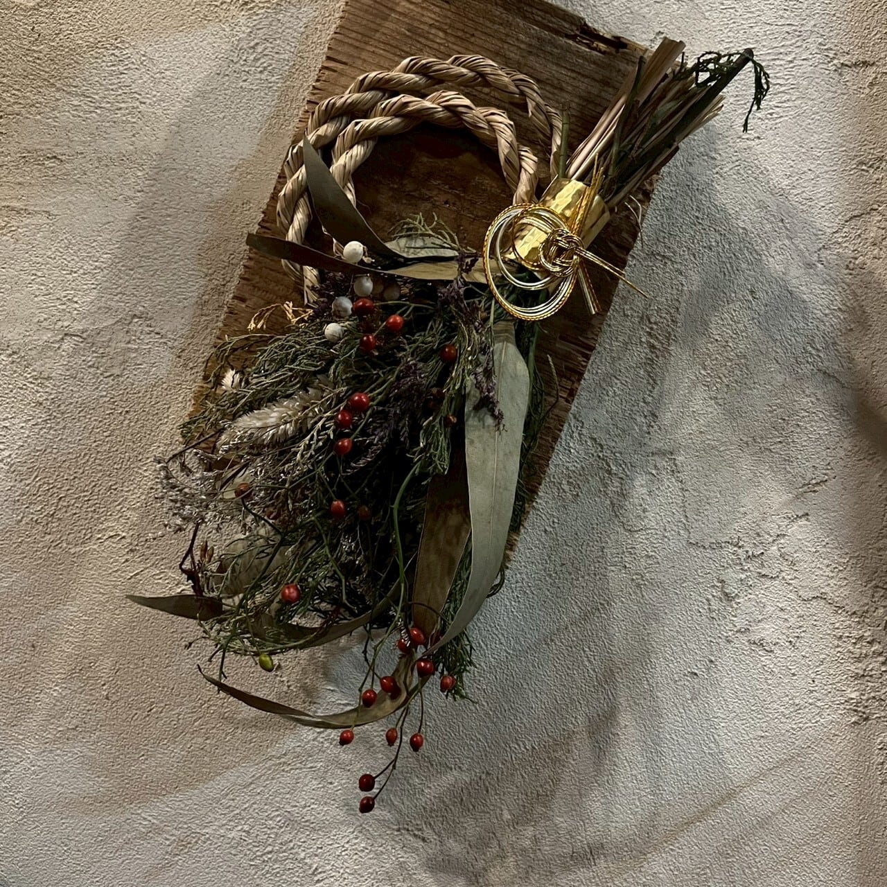 古材✕ドライフラワー✕真鍮✕しめ縄【Dried Flower Japanese wreath】