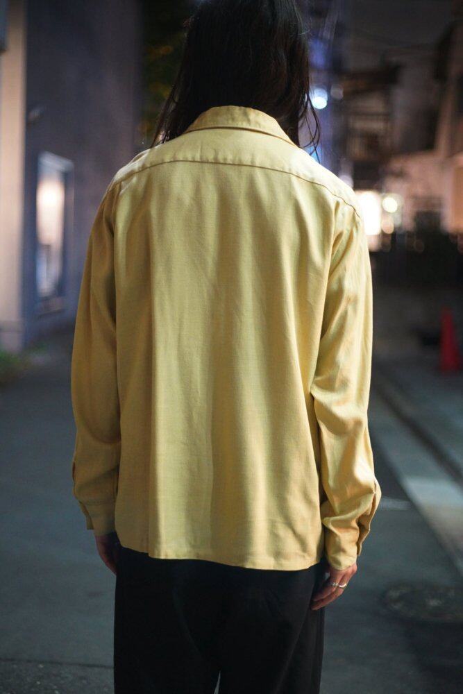 TOWNCRAFT - Penneys] Vintage Open Collar Rayon Shirt [1960s