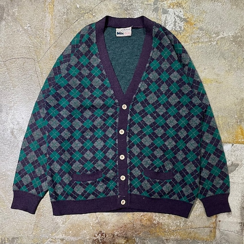 VINTAGE ALPACA ARGYLE KNIT CARDIGAN