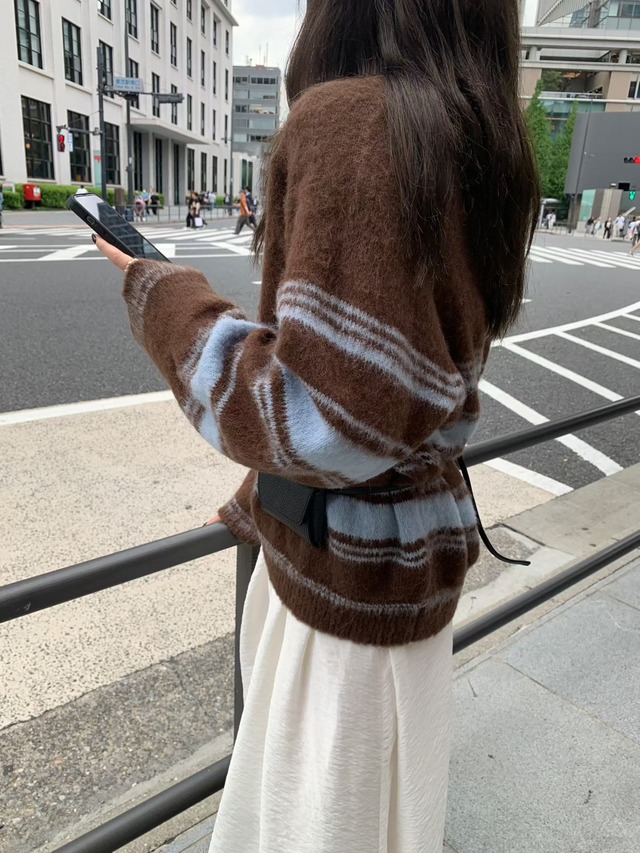 (即納) mellounge / Multi v brushed knit