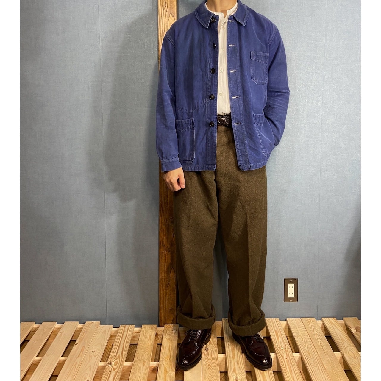 40-50s LE FORT-BEAU Vポケット フレンチワークジャケット 1940-50s】“Le Fort-Beau” French Cotton Twill Work Jacket With V