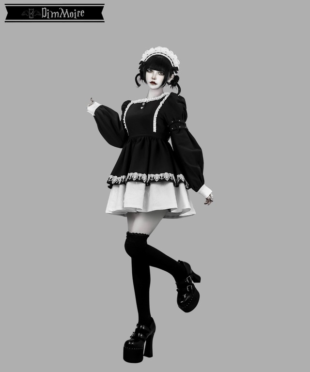 Drip Heartメイドワンピース【Black&White】