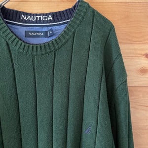 【NAUTICA】刺繍ロゴ ワンポイント ニット セーター XL アメリカ古着