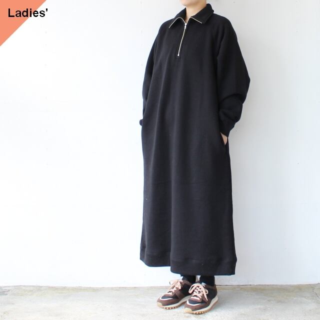 HAVERSACK 裏起毛スウェットワンピース / 30/7 High tension AZUMA fleecy stitch Onepiece / 312407 (Black)