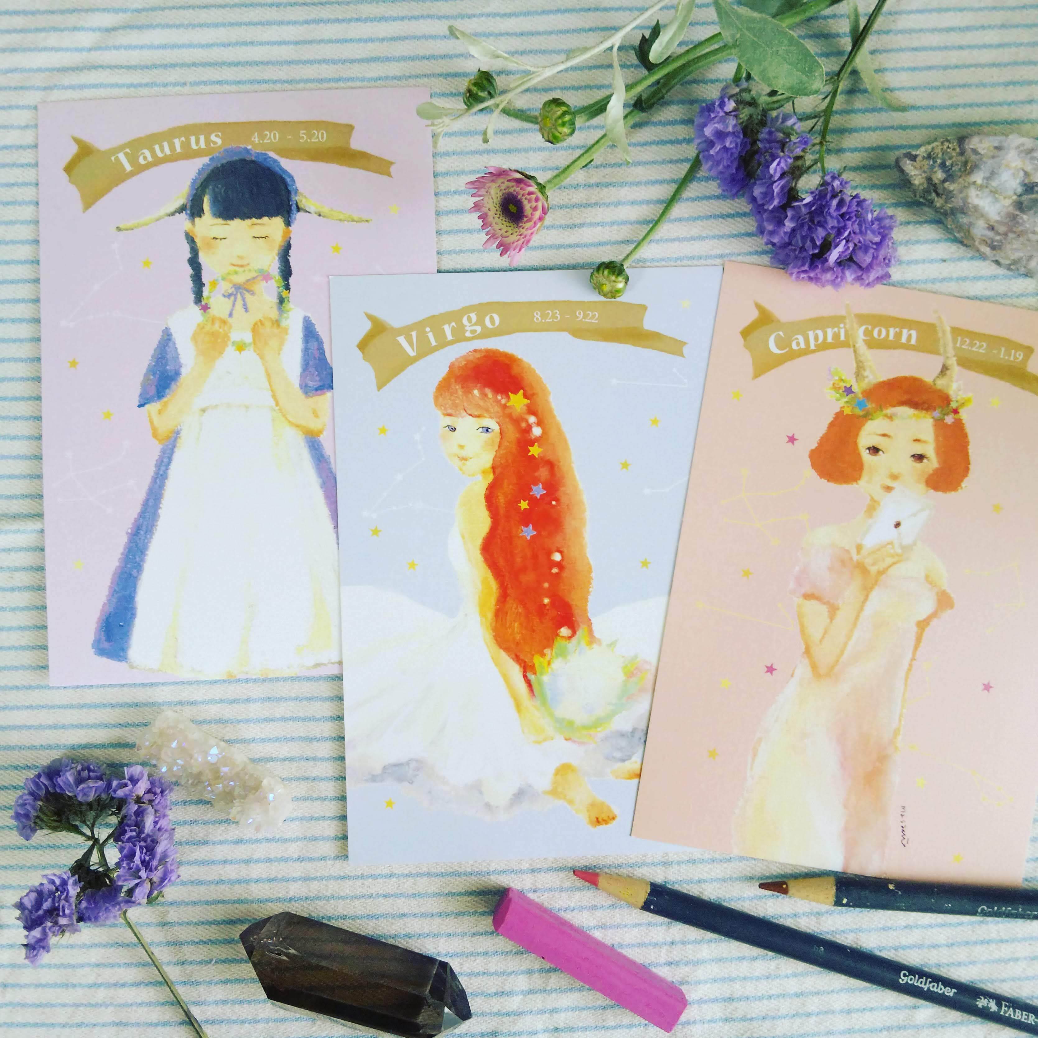 12星座ポストカード 全星座12種セット☆プチリーディング＆ムーン