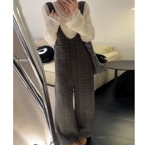チェックワイドサロペット　2litr03059