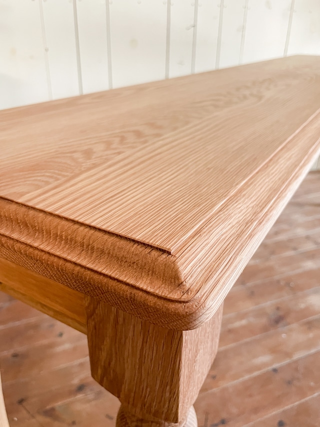 総オーク材ろくろ足ロングデスク “スレンダー”(アンティーク調コンソールテーブル) W2000引出し3杯付き